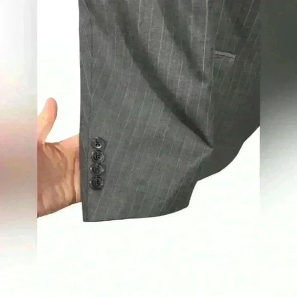 Peter Millar Sport Coat Mens Grey and Blue Pinstripe Union Made In Canada Jacket - Picture 5 of 11